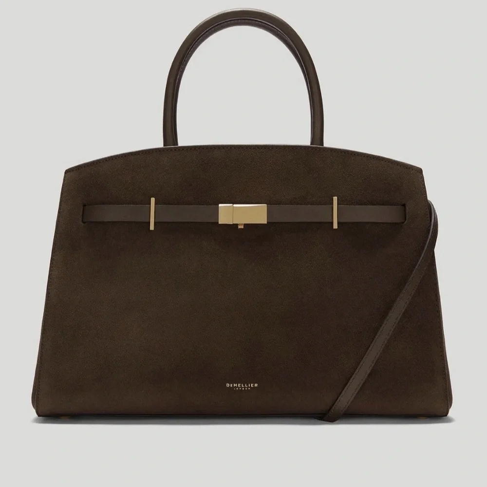 Demellier The Midi Hudson Mocha Suede & Mocha Smooth - Picture 1 of 9